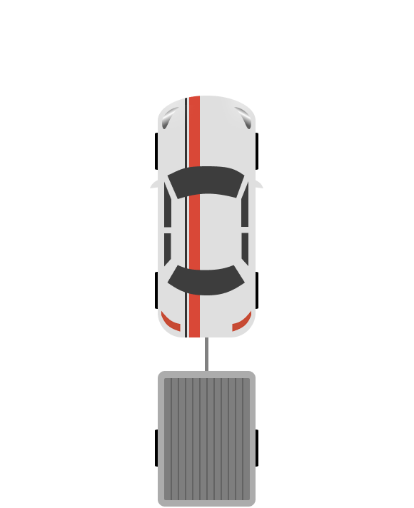 Grafik Auto mit Anhänger von oben